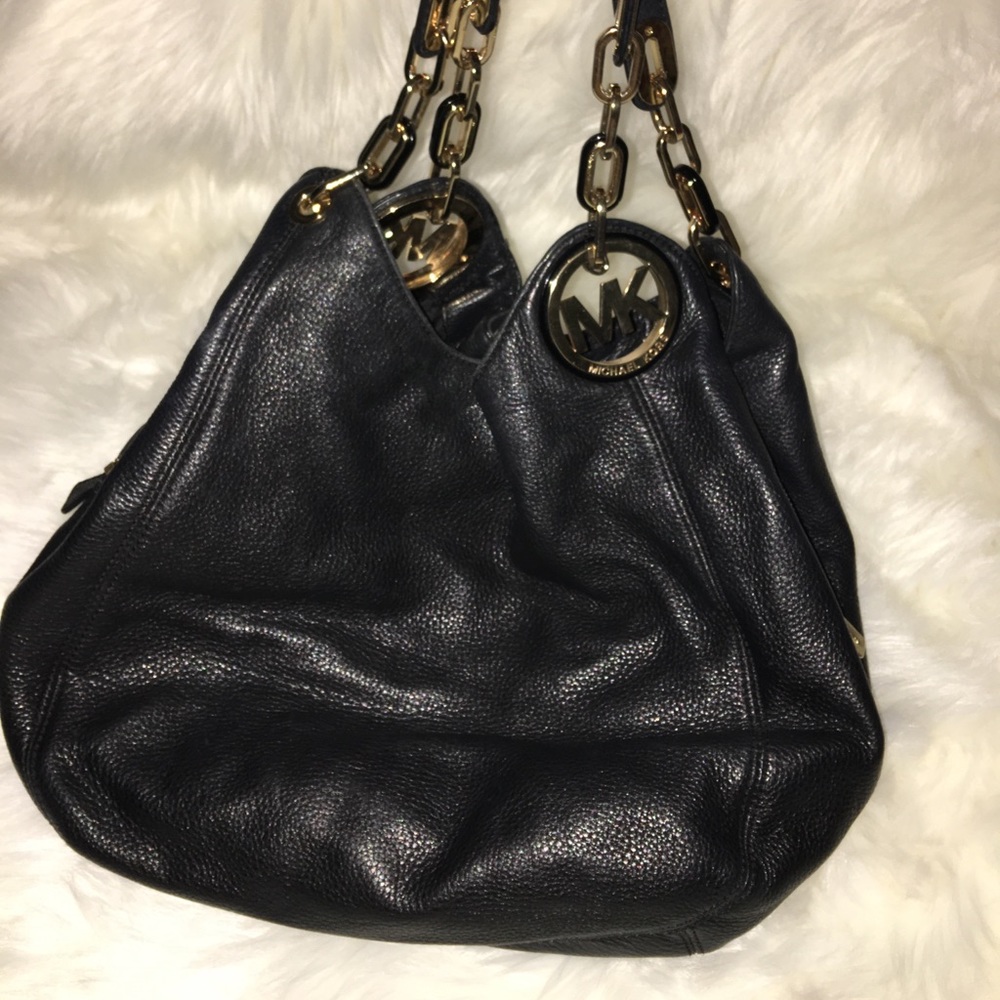 Michael Kors Black Leather Hobo Shoulder Tote